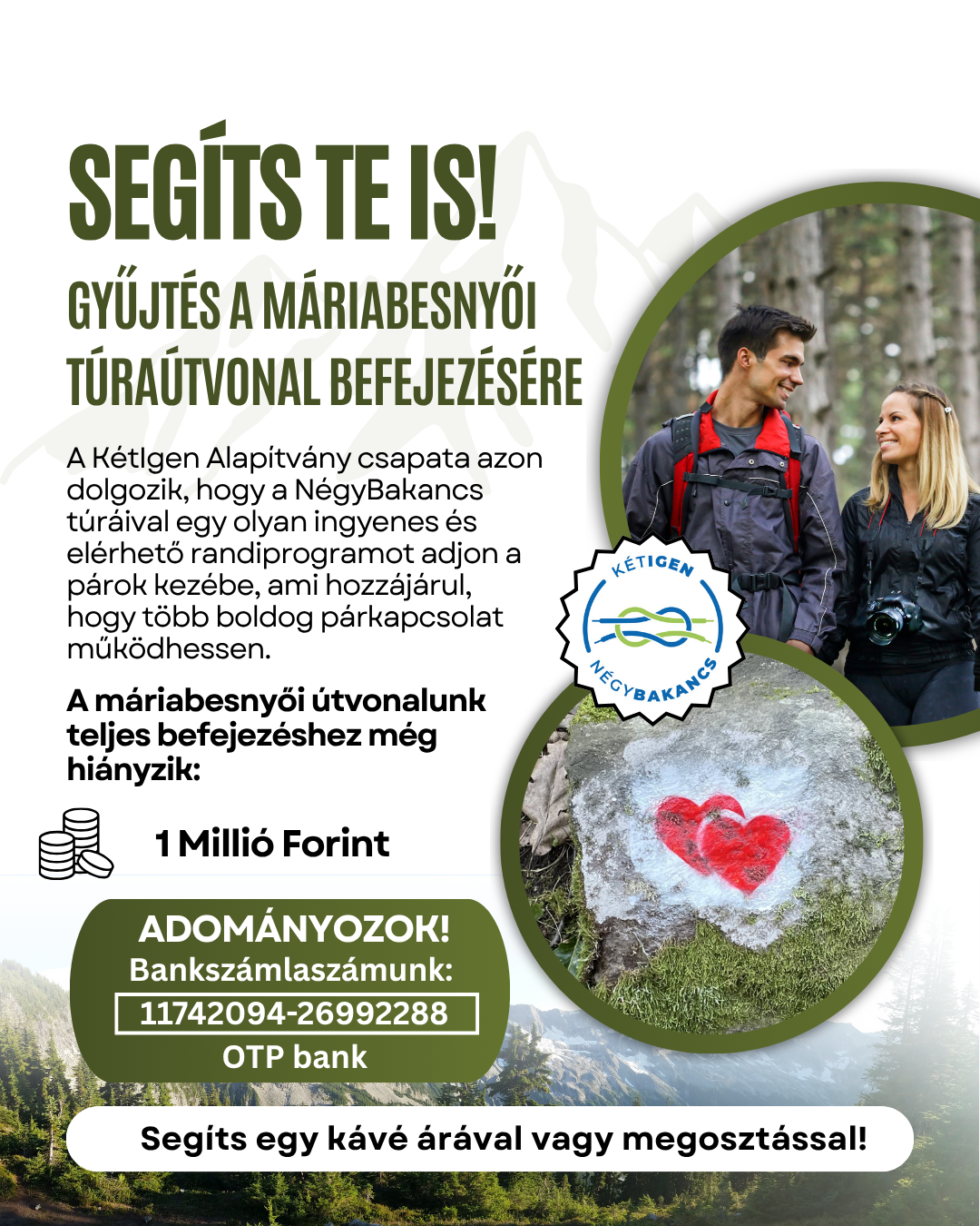 Támogasd Máriabesnyői NégyBakancs túránkat