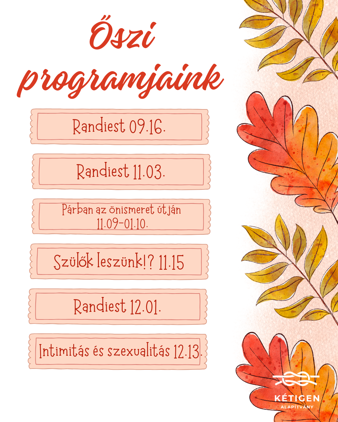 Őszi programnaptárunk elkészült!